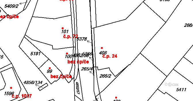 Čejkovice 24 na parcele st. 408 v KÚ Čejkovice, Katastrální mapa