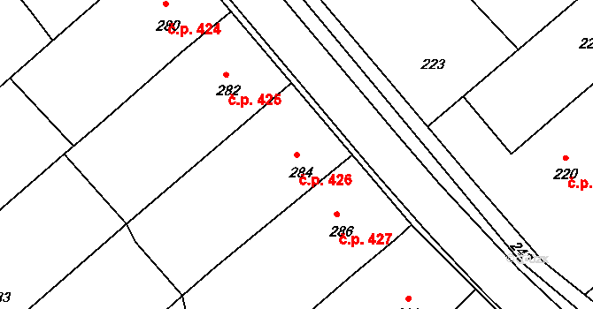 Velká nad Veličkou 426 na parcele st. 284 v KÚ Velká nad Veličkou, Katastrální mapa