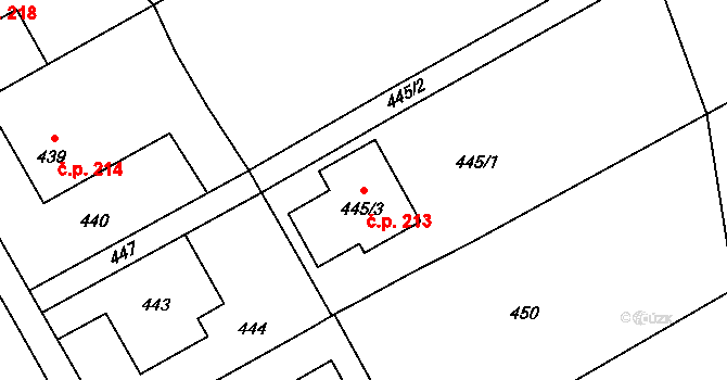 Janovice 213, Rýmařov na parcele st. 445/3 v KÚ Janušov, Katastrální mapa