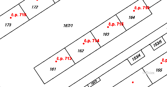 Lutyně 714, Orlová na parcele st. 162 v KÚ Horní Lutyně, Katastrální mapa