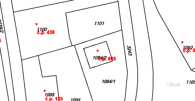 Planá nad Lužnicí 585 na parcele st. 1094/2 v KÚ Planá nad Lužnicí, Katastrální mapa