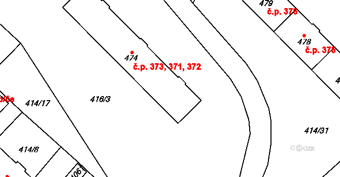 Jablonné nad Orlicí 371,372,373 na parcele st. 474 v KÚ Jablonné nad Orlicí, Katastrální mapa