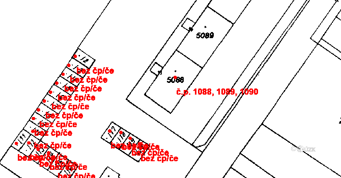 Poděbrady III 1088,1089,1090, Poděbrady na parcele st. 5088 v KÚ Poděbrady, Katastrální mapa