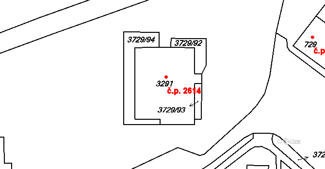 Břeclav 2614 na parcele st. 3291 v KÚ Břeclav, Katastrální mapa