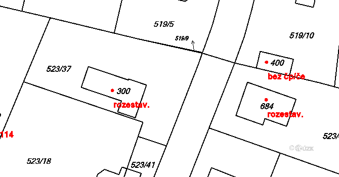 Horoušánky 57, Horoušany na parcele st. 523/32 v KÚ Horoušany, Katastrální mapa