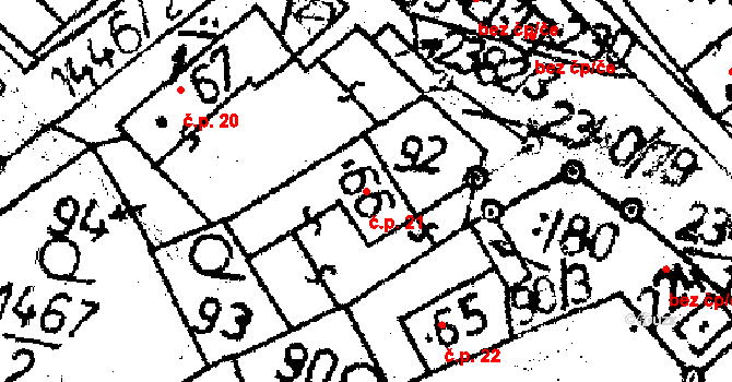 Těmice 21 na parcele st. 66 v KÚ Těmice u Kamenice nad Lipou, Katastrální mapa