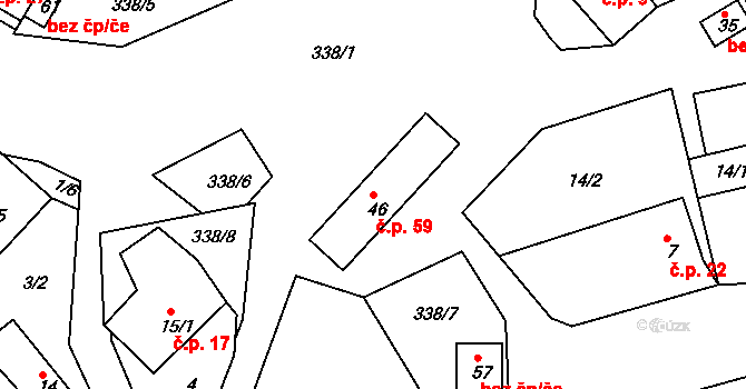 Jasinov 59, Letovice na parcele st. 46 v KÚ Jasinov, Katastrální mapa