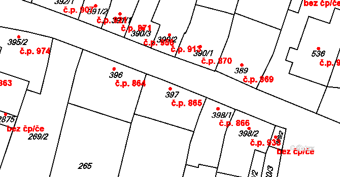 Litovel 865 na parcele st. 397 v KÚ Litovel, Katastrální mapa