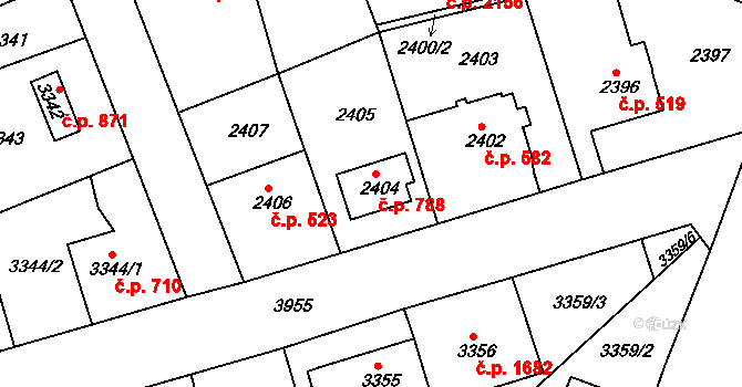 Modřany 788, Praha na parcele st. 2404 v KÚ Modřany, Katastrální mapa