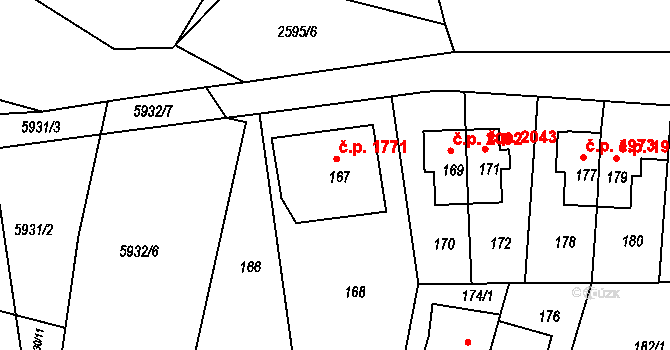 Záběhlice 1771, Praha na parcele st. 167 v KÚ Záběhlice, Katastrální mapa
