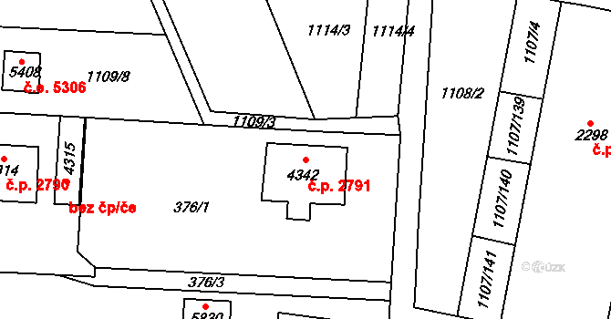 Dvůr Králové nad Labem 2791 na parcele st. 4342 v KÚ Dvůr Králové nad Labem, Katastrální mapa