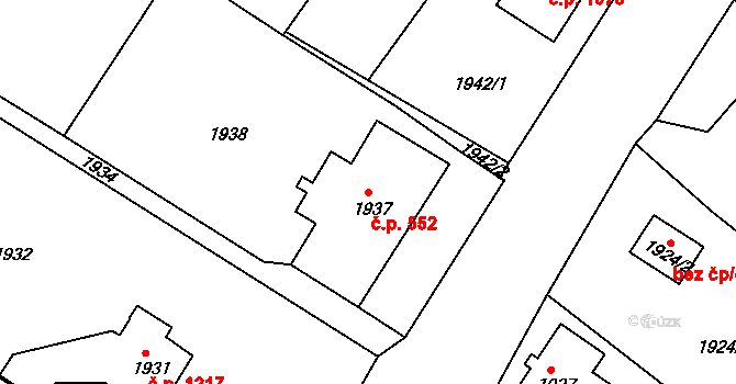 Rumburk 1 552, Rumburk na parcele st. 1937 v KÚ Rumburk, Katastrální mapa