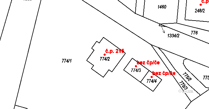 Citonice 215 na parcele st. 774/2 v KÚ Citonice, Katastrální mapa