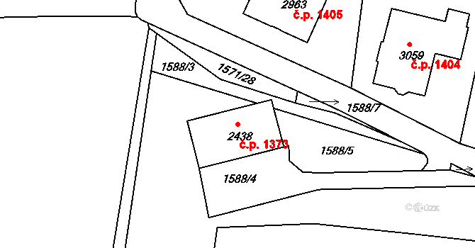 Milevsko 1373 na parcele st. 2438 v KÚ Milevsko, Katastrální mapa