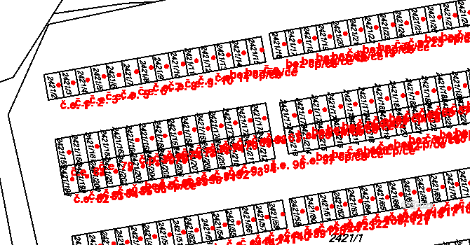 Nouzka 69, Vyškov na parcele st. 2421/171 v KÚ Vyškov, Katastrální mapa