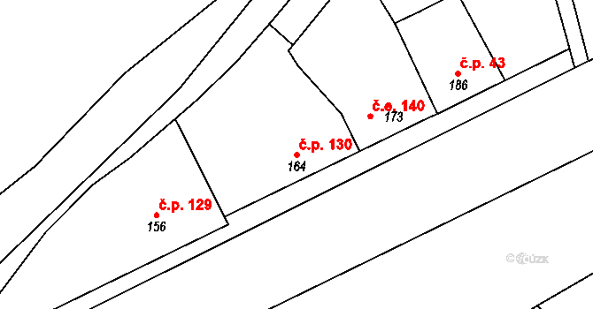 Křivsoudov 130 na parcele st. 164 v KÚ Křivsoudov, Katastrální mapa