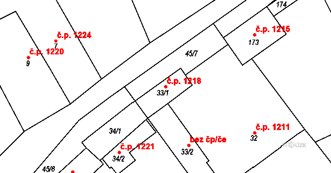 Domanínek 1218, Bystřice nad Pernštejnem na parcele st. 33/1 v KÚ Domanínek, Katastrální mapa