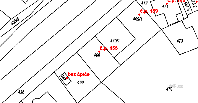 Dolní Loučky 155 na parcele st. 466 v KÚ Dolní Loučky, Katastrální mapa