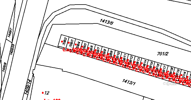 Pudlov 1011, Bohumín na parcele st. 708/7 v KÚ Pudlov, Katastrální mapa