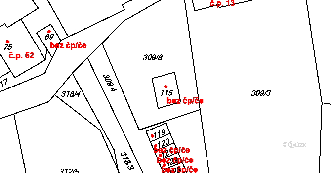 Herálec 38703947 na parcele st. 115 v KÚ Kamenice u Herálce, Katastrální mapa