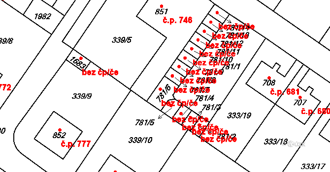 Kostelec nad Labem 39339947 na parcele st. 781/6 v KÚ Kostelec nad Labem, Katastrální mapa