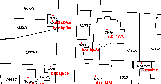 Teplice 39594947 na parcele st. 1909/2 v KÚ Teplice, Katastrální mapa