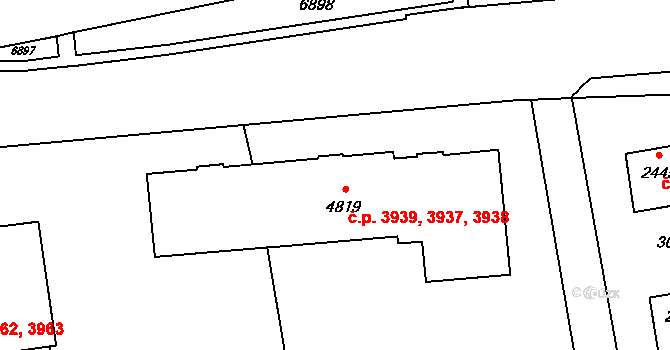 Zlín 3937,3938,3939 na parcele st. 4819 v KÚ Zlín, Katastrální mapa