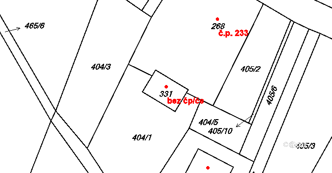 Raškovice 43134947 na parcele st. 331 v KÚ Raškovice, Katastrální mapa