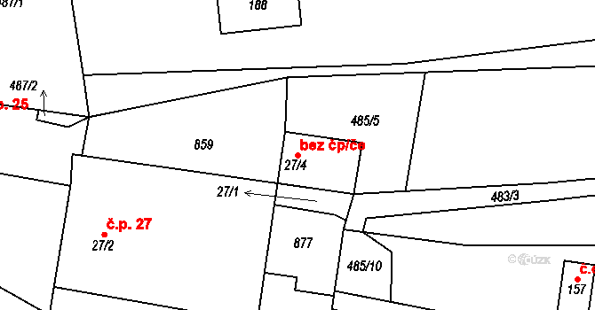 Trpišovice 43470947 na parcele st. 27/4 v KÚ Koňkovice, Katastrální mapa