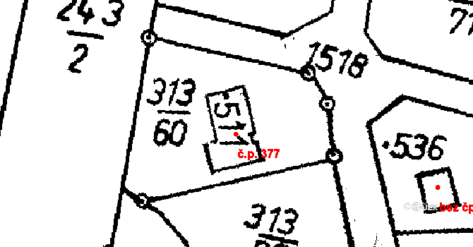 Bernartice 377 na parcele st. 511 v KÚ Bernartice u Milevska, Katastrální mapa