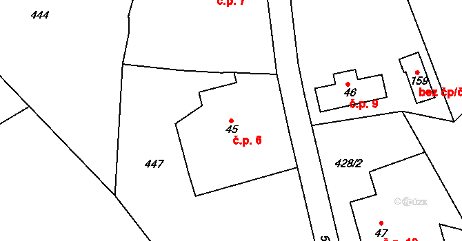 Nákle 6, Klešice na parcele st. 45 v KÚ Klešice, Katastrální mapa