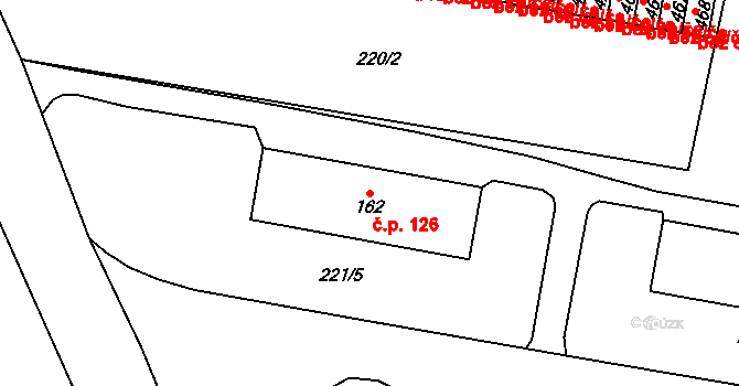 Nová Huť 126, Hrádek na parcele st. 162 v KÚ Nová Huť, Katastrální mapa