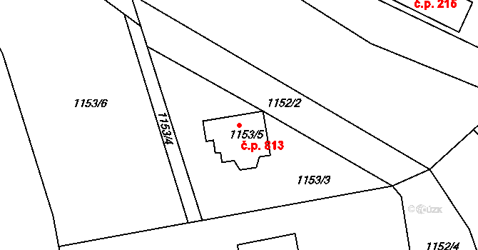 Pražské Předměstí 813, Jaroměř na parcele st. 1153/5 v KÚ Jaroměř, Katastrální mapa