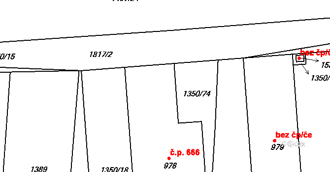 Velešín 666 na parcele st. 978 v KÚ Velešín, Katastrální mapa