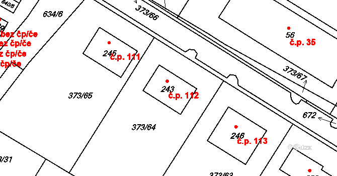 Hrdly 112, Bohušovice nad Ohří na parcele st. 243 v KÚ Hrdly, Katastrální mapa