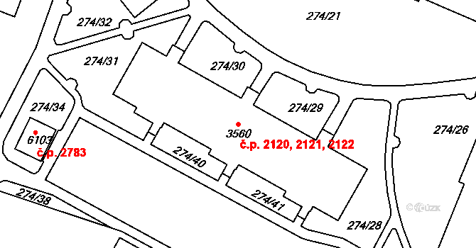 Rakovník II 2120,2121,2122, Rakovník na parcele st. 3560 v KÚ Rakovník, Katastrální mapa