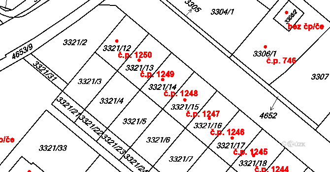 Chotěboř 1248 na parcele st. 3321/14 v KÚ Chotěboř, Katastrální mapa