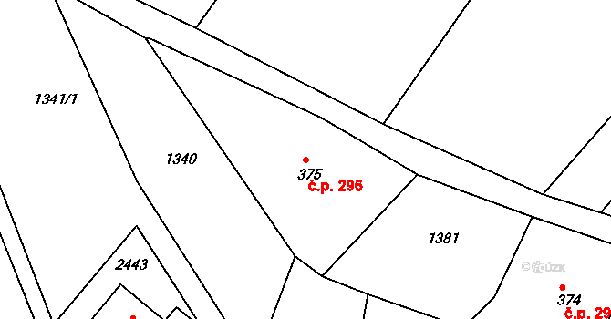 Vamberk 296 na parcele st. 375 v KÚ Vamberk, Katastrální mapa