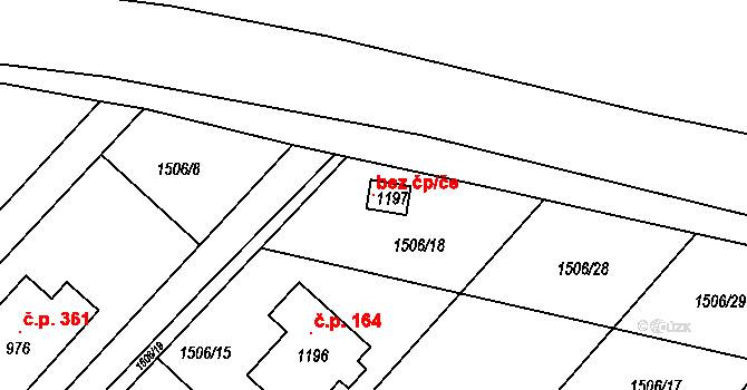 Slavonice 102990948 na parcele st. 1197 v KÚ Slavonice, Katastrální mapa