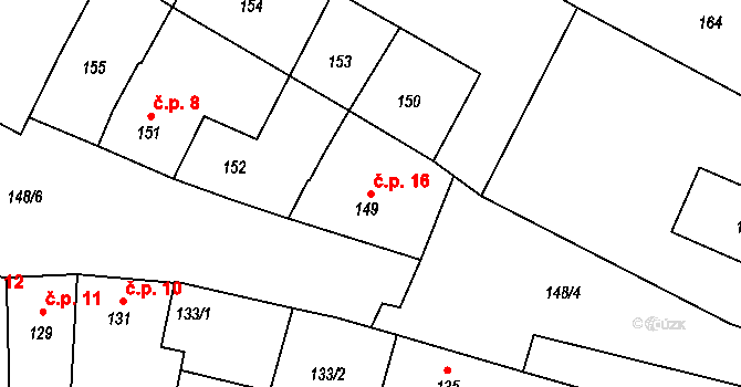 Kojetín II-Popůvky 16, Kojetín na parcele st. 149 v KÚ Popůvky u Kojetína, Katastrální mapa