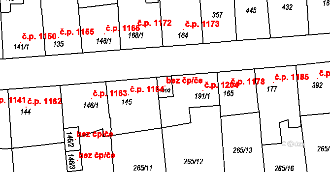 Kladno 121811948 na parcele st. 191/2 v KÚ Hnidousy, Katastrální mapa
