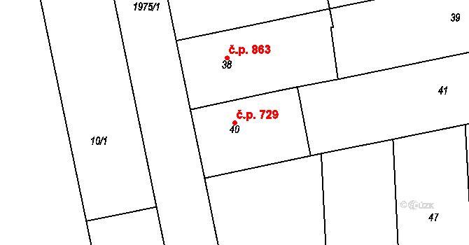 Mistřín 729, Svatobořice-Mistřín na parcele st. 40 v KÚ Mistřín, Katastrální mapa