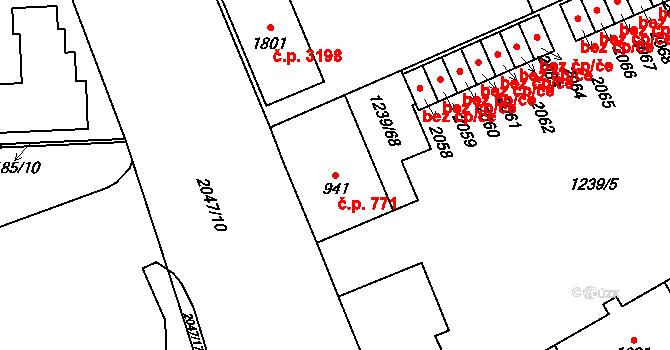 Šumperk 771 na parcele st. 941 v KÚ Šumperk, Katastrální mapa