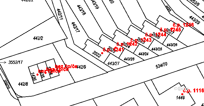 Lomnice nad Popelkou 1241 na parcele st. 2022 v KÚ Lomnice nad Popelkou, Katastrální mapa
