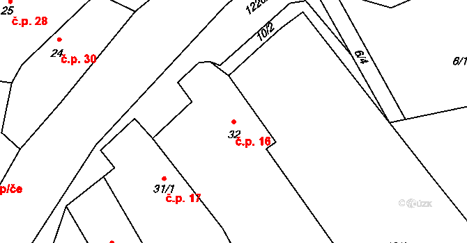 Milíkov 16, Stříbro na parcele st. 32 v KÚ Milíkov u Stříbra, Katastrální mapa