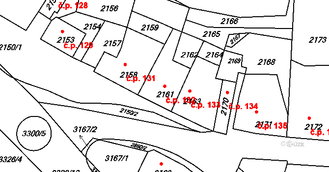 Mimoň I 132, Mimoň na parcele st. 2161 v KÚ Mimoň, Katastrální mapa