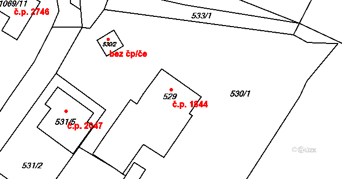 Rožnov pod Radhoštěm 1844 na parcele st. 529 v KÚ Tylovice, Katastrální mapa
