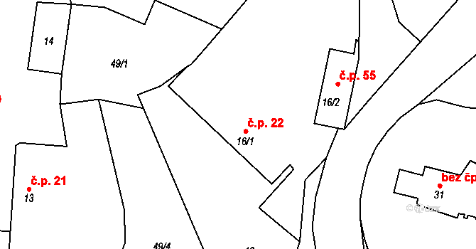 Zliv 22, Libáň na parcele st. 16/1 v KÚ Zliv u Libáně, Katastrální mapa