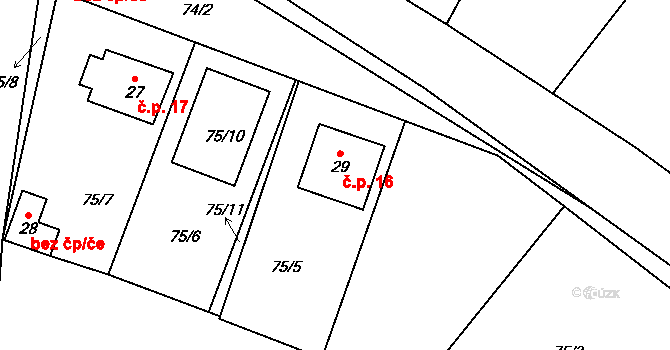 Chroustov 16, Třebenice na parcele st. 29 v KÚ Chroustov u Třebenic, Katastrální mapa
