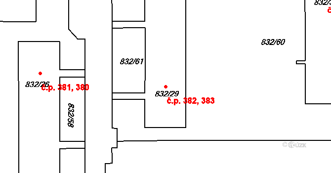 Děčín XXXII-Boletice nad Labem 382,383, Děčín na parcele st. 832/29 v KÚ Boletice nad Labem, Katastrální mapa